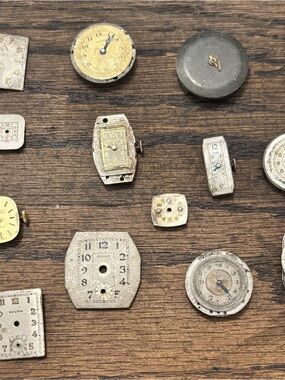 Vintage Watch Movement & Dial Parts Lot